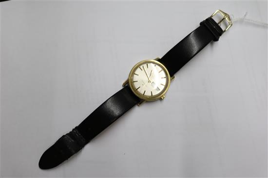 A gentlemans 1960s? steel and gold plated Omega Constellation automatic wrist watch.